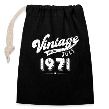 Vintage since July 1971 Birthday Gift - Closable cotton gift bag (14x20cm) - black - Front