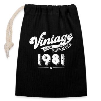 Millésime depuis Novembre 1981 Cadeau d’anniversaire - Sac cadeau en coton avec cordon (14 x 20 cm) - noir - Devant