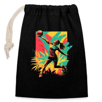 Joueur de volley-ball - Sac cadeau en coton avec cordon (14 x 20 cm) - noir - Devant