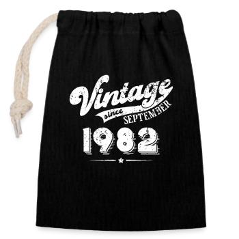 Millésime depuis Septembre 1982 Cadeau d’anniversaire - Sac cadeau en coton avec cordon (14 x 20 cm) - noir - Devant