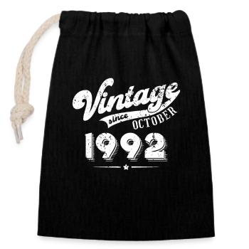 Millésime depuis Octobre 1992 Cadeau d’anniversaire - Sac cadeau en coton avec cordon (14 x 20 cm) - noir - Devant