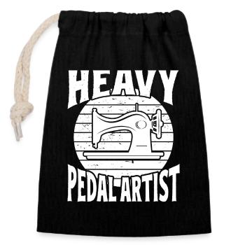 Heavy Pedal Artist - Machine à coudre Quilter - Sac cadeau en coton avec cordon (14 x 20 cm) - noir - Devant