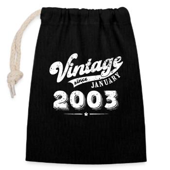 Millésime depuis Janvier 2003 Cadeau d’anniversaire - Sac cadeau en coton avec cordon (14 x 20 cm) - noir - Devant