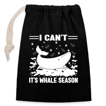I Can`t It`s Whale Season Gift - Verschließbarer Geschenkbeutel aus Baumwolle (14x20cm) - Schwarz - Vorne
