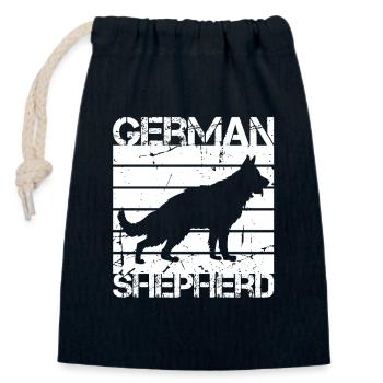 German Shepherd - Closable cotton gift bag (14x20cm) - navy - Front