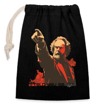 Propaganda style: Marx, I told you - Closable cotton gift bag (14x20cm) - black - Front
