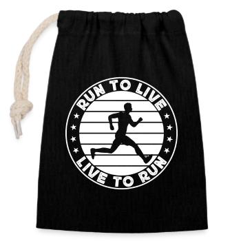 Idée cadeau de course à pied pour marathonien - Sac cadeau en coton avec cordon (14 x 20 cm) - noir - Devant