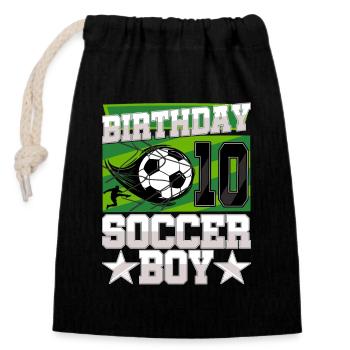 10th birthday Boy Soccer 10 Years Old Gifts - Closable cotton gift bag (14x20cm) - black - Front