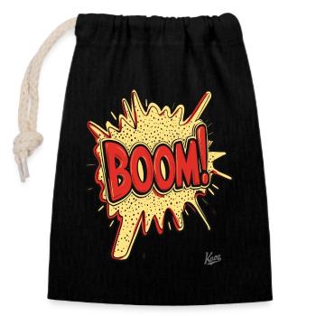 Boom – Cartoon Comic Explosion - Closable cotton gift bag (14x20cm) - black - Front