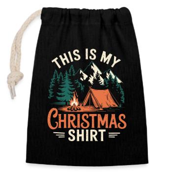 Camping Noël Tenue de Noël en plein air - Sac cadeau en coton avec cordon (14 x 20 cm) - noir - Devant
