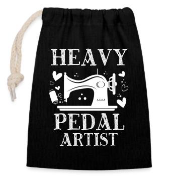 Heavy Pedal Artist - Machine à coudre Quilter - Sac cadeau en coton avec cordon (14 x 20 cm) - noir - Devant