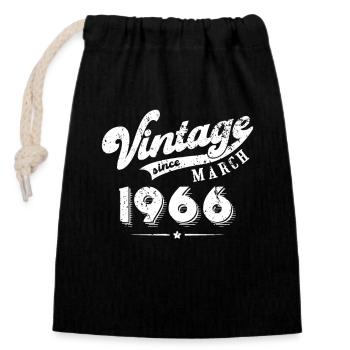Vintage since March 1966 Geburtstag Geschenk - Verschließbarer Geschenkbeutel aus Baumwolle (14x20cm) - Schwarz - Vorne