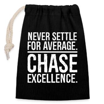 never settle for average chase - Closable cotton gift bag (14x20cm) - black - Front