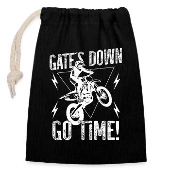 Dirtbike Rider Gate ́s Down MX Motocross Supercross - Sac cadeau en coton avec cordon (14 x 20 cm) - noir - Devant