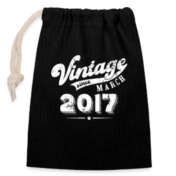Millésime depuis Mars 2017 Cadeau d’anniversaire - Sac cadeau en coton avec cordon (14 x 20 cm) - noir - Devant