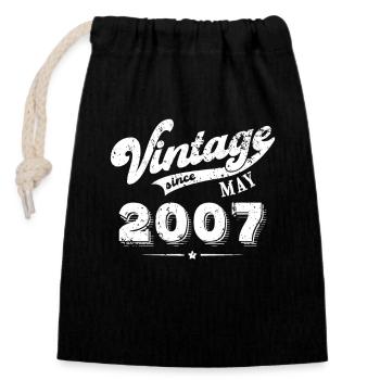 Vintage since May 2007 Birthday Gift - Closable cotton gift bag (14x20cm) - black - Front