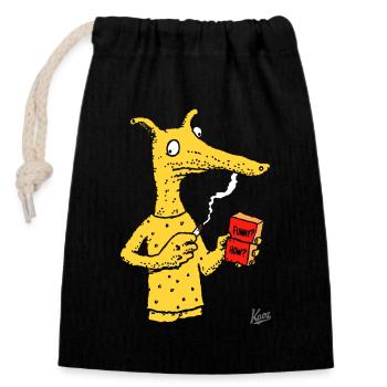 Créature fourmilier avec une brique - Sac cadeau en coton avec cordon (14 x 20 cm) - noir - Devant