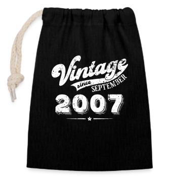 Vintage since September 2007 Birthday Gift - Closable cotton gift bag (14x20cm) - black - Front