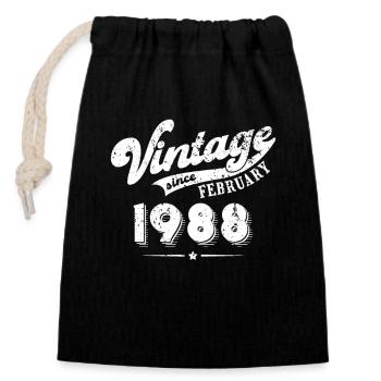 Vintage since February 1988 Birthday Gift - Closable cotton gift bag (14x20cm) - black - Front
