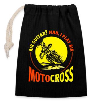 Dirt Biker Riding AIr Guitare Air Motorcross Dirt - Sac cadeau en coton avec cordon (14 x 20 cm) - noir - Devant