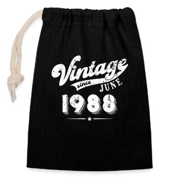 Vintage since June 1988 Birthday Gift - Closable cotton gift bag (14x20cm) - black - Front