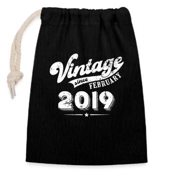 Millésime depuis Février 2019 Cadeau d’anniversaire - Sac cadeau en coton avec cordon (14 x 20 cm) - noir - Devant