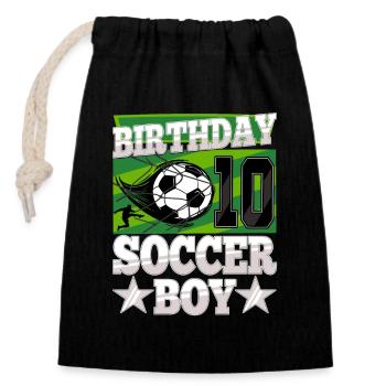 10th birthday Boy Soccer 10 Years Old Gifts - Closable cotton gift bag (14x20cm) - black - Front