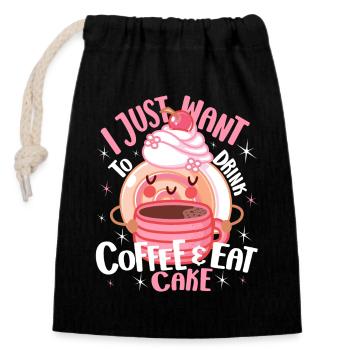 Cake Baker Just Want Eat Cake Cupcake - Verschließbarer Geschenkbeutel aus Baumwolle (14x20cm) - Schwarz - Vorne