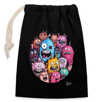 Bande folle de monstres drôles - Sac cadeau en coton avec cordon (14 x 20 cm) - noir - Devant