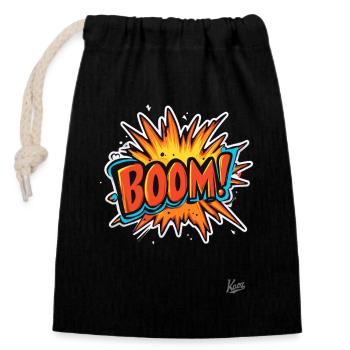 Cartoon Explosion: Boom! - Closable cotton gift bag (14x20cm) - black - Front