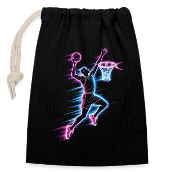 Basketball, Basketball Player, Basketball Player, Dunk - Closable cotton gift bag (14x20cm) - black - Front