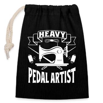 Heavy Pedal Artist - Machine à coudre Quilter - Sac cadeau en coton avec cordon (14 x 20 cm) - noir - Devant