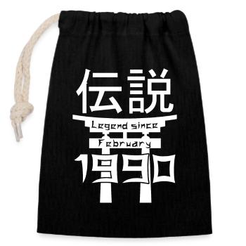 Legend since February 1990's Birthday Gift - Closable cotton gift bag (14x20cm) - black - Front
