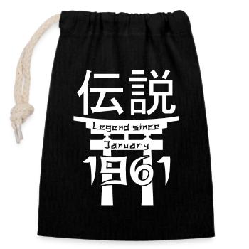 Legend since January 1961 Birthday Gift - Closable cotton gift bag (14x20cm) - black - Front