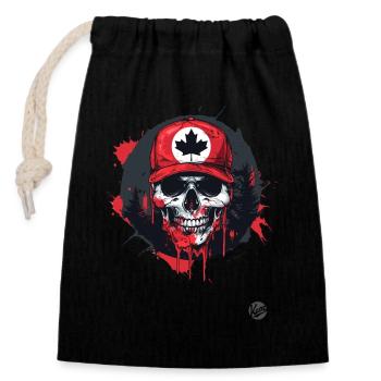 Crâne canadien avec feuille d’érable - Sac cadeau en coton avec cordon (14 x 20 cm) - noir - Devant
