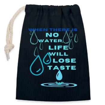 Water Conservation Inspirational Design - Closable cotton gift bag (14x20cm) - navy - Front