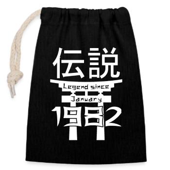 Légende depuis janvier 1982 Cadeau d’anniversaire - Sac cadeau en coton avec cordon (14 x 20 cm) - noir - Devant