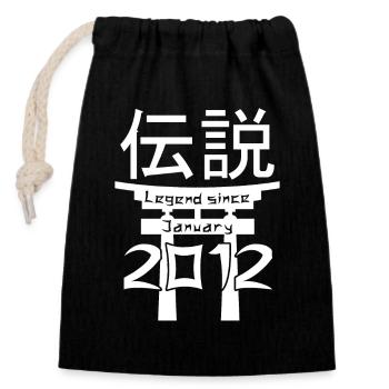 Légende depuis janvier 2012 Cadeau d’anniversaire - Sac cadeau en coton avec cordon (14 x 20 cm) - noir - Devant