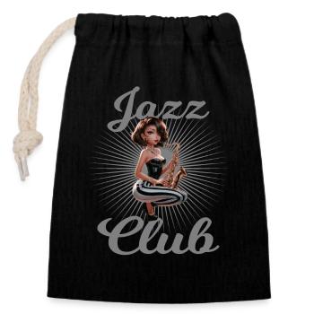 Jazz Club Saxophonspielerin Saxophonistin - Verschließbarer Geschenkbeutel aus Baumwolle (14x20cm) - Schwarz - Vorne