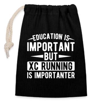 Conception de coureur de cross-country - XC Coach - Course à pied - Sac cadeau en coton avec cordon (14 x 20 cm) - noir - Devant