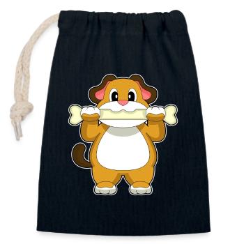 Os de chien - Sac cadeau en coton avec cordon (14 x 20 cm) - bleu marine - Devant