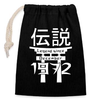 Legend since December 1972 Birthday Gift - Closable cotton gift bag (14x20cm) - black - Front