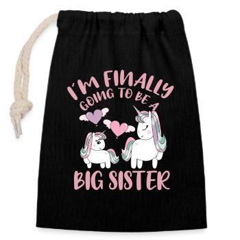 I'm Finally Going To Be A Big Sister Unicorn Gift - Closable cotton gift bag (14x20cm) - black - Front