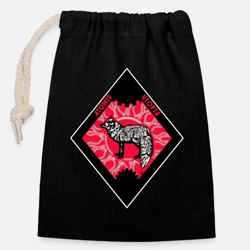 Atomic Utopia - Silver Fox Rhombus - Closable cotton gift bag (14x20cm) - black