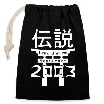Legend since September 2003 Birthday Gift - Closable cotton gift bag (14x20cm) - black - Front