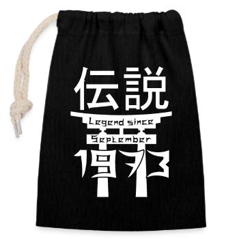 Legend since September 1973 Birthday Gift - Closable cotton gift bag (14x20cm) - black - Front
