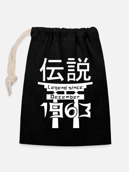 Legend since December 1963 Birthday Gift - Closable cotton gift bag (14x20cm) - black