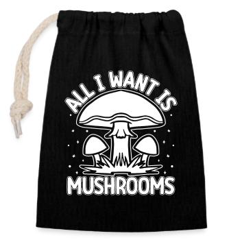 Morilles Tout ce que je veux, c’est des champignons - Sac cadeau en coton avec cordon (14 x 20 cm) - noir - Devant