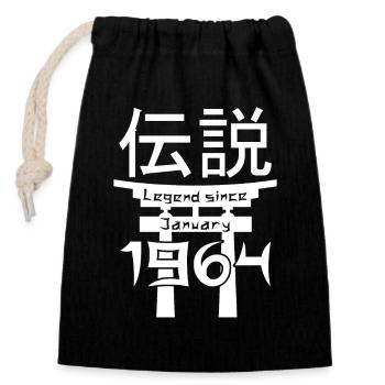 Légende depuis janvier 1964 Cadeau d’anniversaire - Sac cadeau en coton avec cordon (14 x 20 cm) - noir - Devant