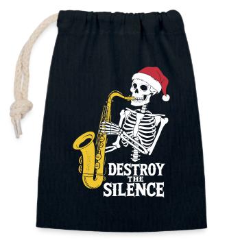 Skelett Saxophon Destroy the Silence Musik - Verschließbarer Geschenkbeutel aus Baumwolle (14x20cm) - Navy - Vorne